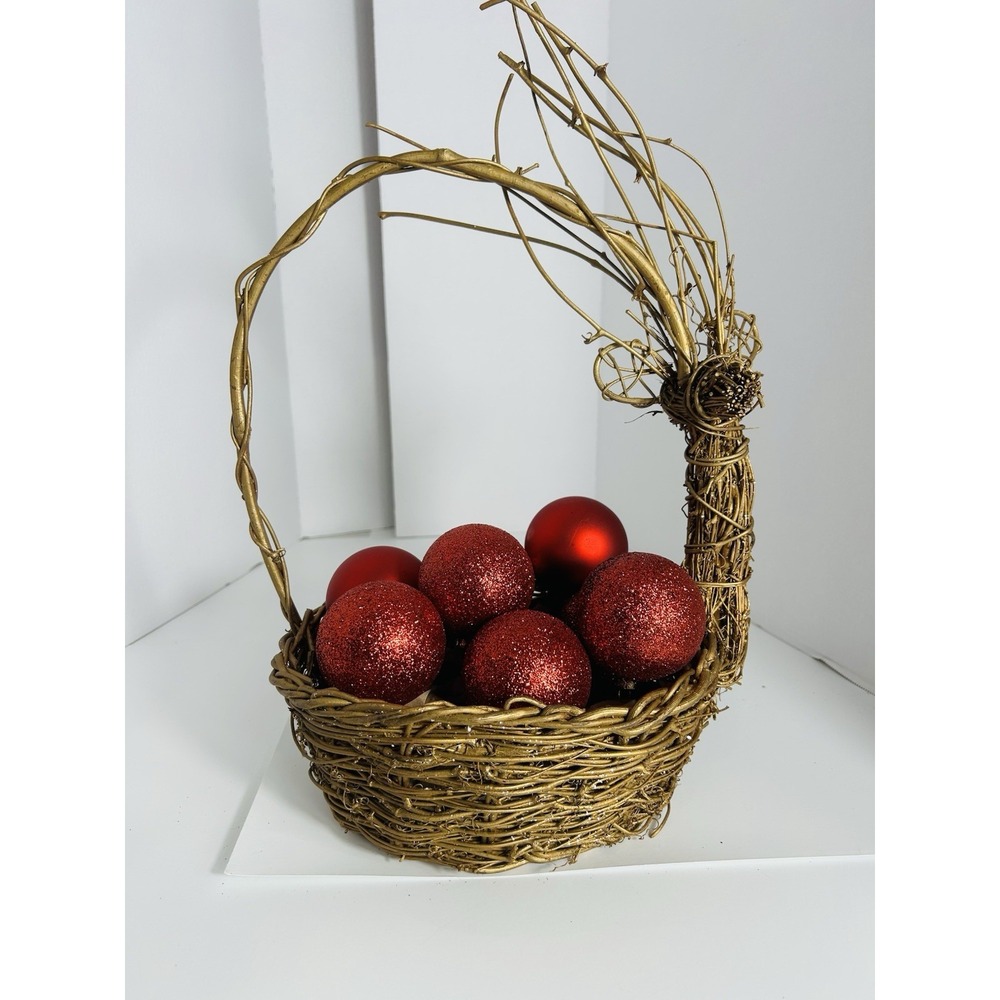 Vintage Reign Deer Shaped‎ Gold Wicker Basket Festive Holidays Decor Christmas